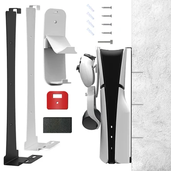 За PS5 Комплект за монтиране на Стена Тънък Host с Контролер, Кука за слушалки, Стенни рафта, запазване на място за диск Версията PS5 и дигитално Издание