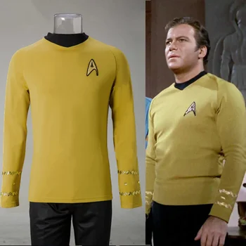 Звезди cosplay от оригиналната серия, риза rek Кърк, униформи, костюми за Хелоуин, жълт костюм