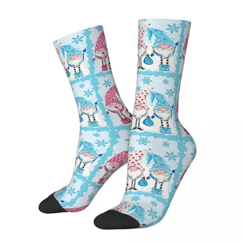 Зимни чорапи луд дизайн Унисекс-Коледа, Кавайные чорапи с джуджетата, Коледни нескользящие футболни чорапи