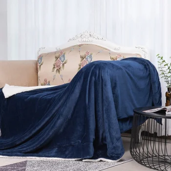 Калъф за диван и легло, улично пледовое одеяло, Вязаная зимни космати двойна фланела с дебелина от овча вълна