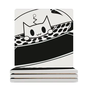 Керамични подложки за котки НЛО (квадратни), поставка за кафе чаши, сладък подложка за чаши, поставки за цветя