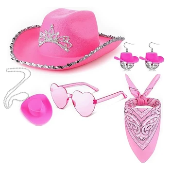 Ковбойская шапка с розов цвят в ежедневието и съоръжения за момичета, подарък за рожден ден за момиче, подарък за дома