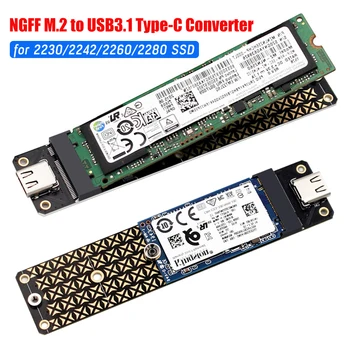 Конвертор NGFF M. 2 в USB3.1 Type-C, с чип JMS580 M. 2NGFF Твърд диск SSD С USB-адаптер Поддържа SSD размер на 2230/2242/2260/2280