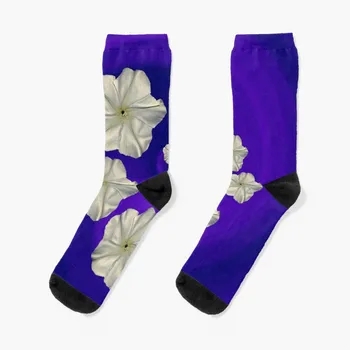 Лилаво / синьо чорапи със спираловиден лунен цвете, нескользящие футболни чорапи, чорапи с подгряване, дамски чорапи, мъжки