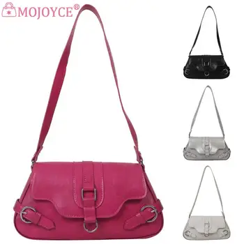Модерна дамска чанта през рамо за подмишниците, однотонная чанта Y2K Горещи Момичета за подмишниците, изкуствена кожа, ежедневни дамски дамска чанта за ежедневно пазаруване