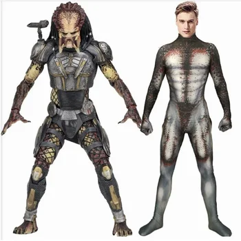 Мъжки костюм хищник за cosplay, 3D принт, Зентай от ликра, мъжки основен костюм на хищник, боди супергерой на Хелоуин, тела за деца и възрастни