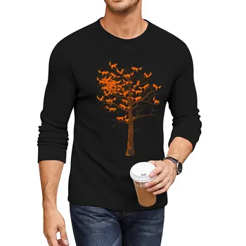 Нова дълга тениска Blazing Fox Tree, тениски, мъжки тениски, мъжки спортни ризи
