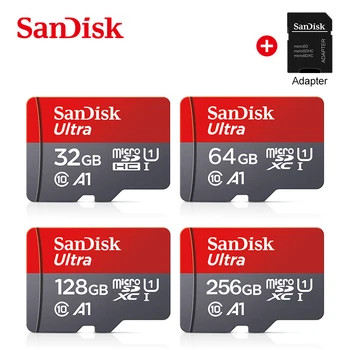 Оригинални Карти Памет Sandisk A1 64gb 128gb Class 10 Micro SD Card 256GB 32GB Флаш-памет TF Карта cartao de memoria + SD адаптер