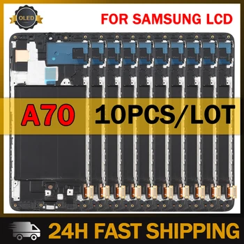 Продажба на едро на 10 бр./лот OLED дисплей за Samsung A70 2019 A705F A705FN LCD дисплей със сензорен екран в рамка при събирането на A70 A705M