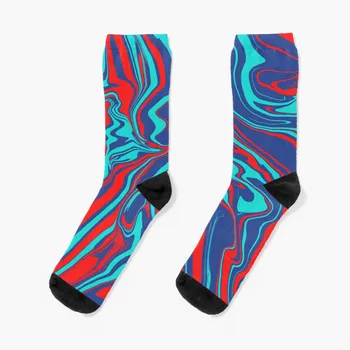 Сини, червени и тюркоазени Абстрактни чорапи се Стопява, тенис чорапи за мъже и жени