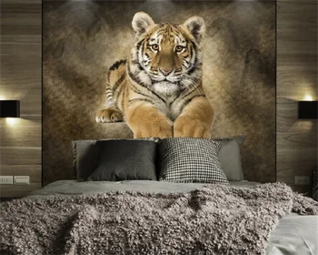 Тапети Papel de parede поръчкови произведения на животно е тигър луксозен фон за спални декоративна живопис стени, стенопис от папие-маше