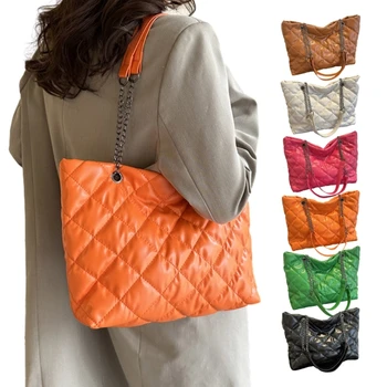 Чанта през рамо 2023 г., е универсална чанта през рамо за момичета, дамски однотонная модерна чанта-тоут, чанта за пазаруване с голям капацитет