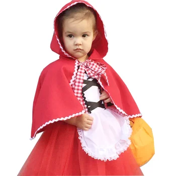 Червената Шапчица за момичета, костюм за Хелоуин костюм Червената Шапчица, бебешка рокля с нос
