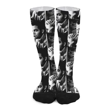 Черно-бял портрет (линогравюра) От чорапи Chris Pine, подарък за Свети Валентин за момче, компресия чорапи за мъже за ръгби
