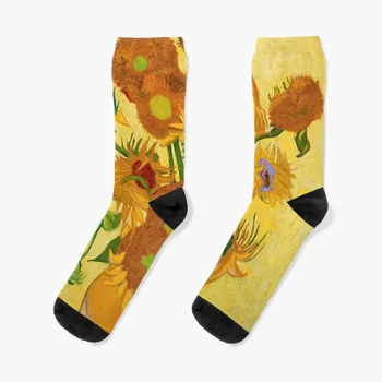 Чорапи Sunflowers by Van Gogh, коледни детски спортни чорапи, Мъжки Чорапи за колоездене, Елитен Марка, Дамски Чорапи