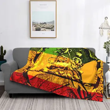 Ямайское одеяло Rasta Lion отвътре и кадифе, Есен/Зима, Сладък Супер Топло одеяло Judah, Покривка за дивана, мат